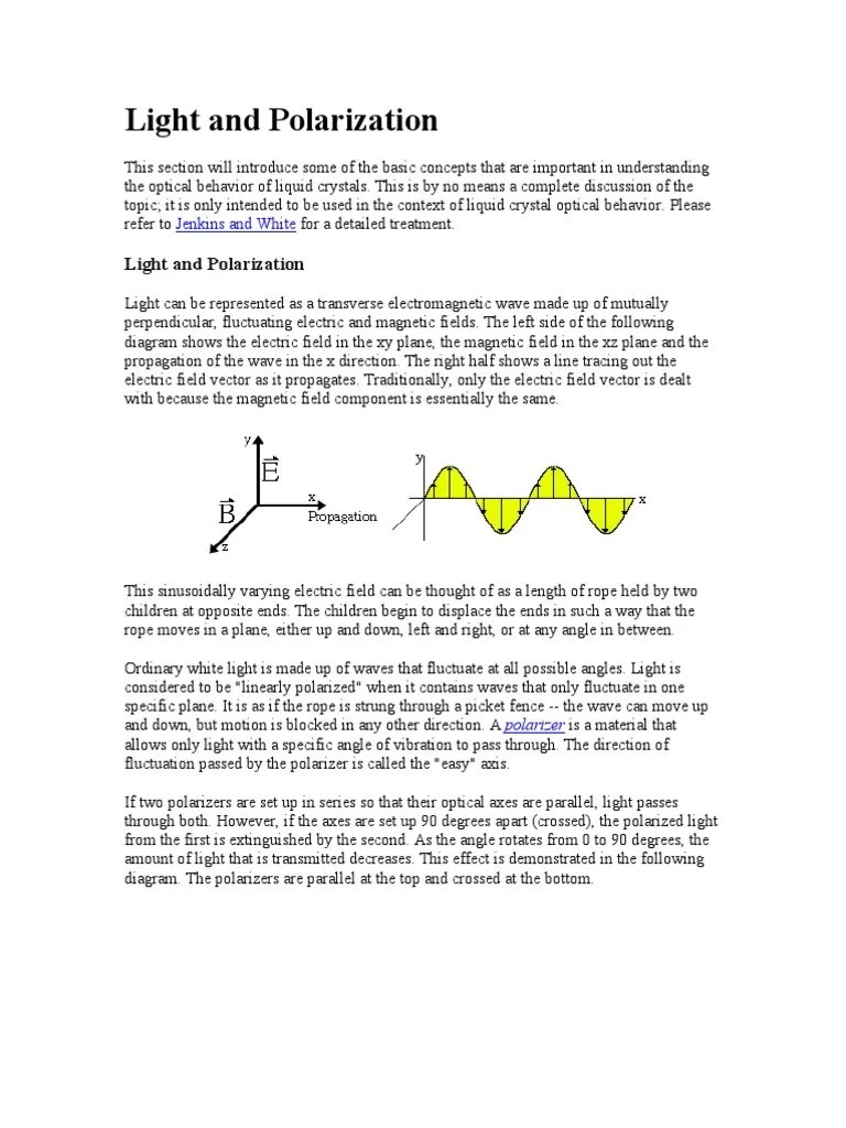 Light And Polarization | PDF | Polarization (Waves) | Waves