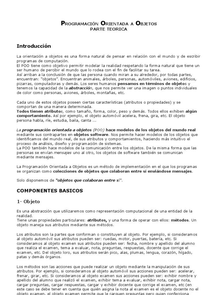 Introducción Al POO | PDF | Objeto (informática) | Herencia ...