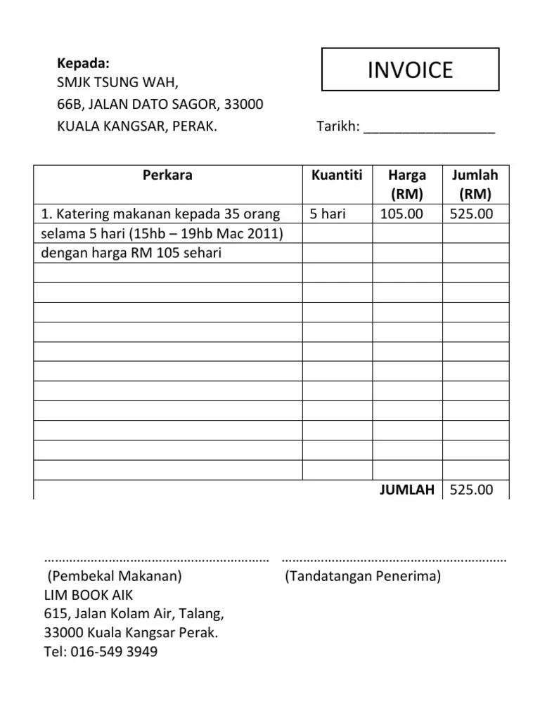 Seseorang pegawai menuntut elaun, kemudahan dan bayaran semasa bertugas rasmi mengikut perintah am. Contoh Resit Makanan Resitmudah
