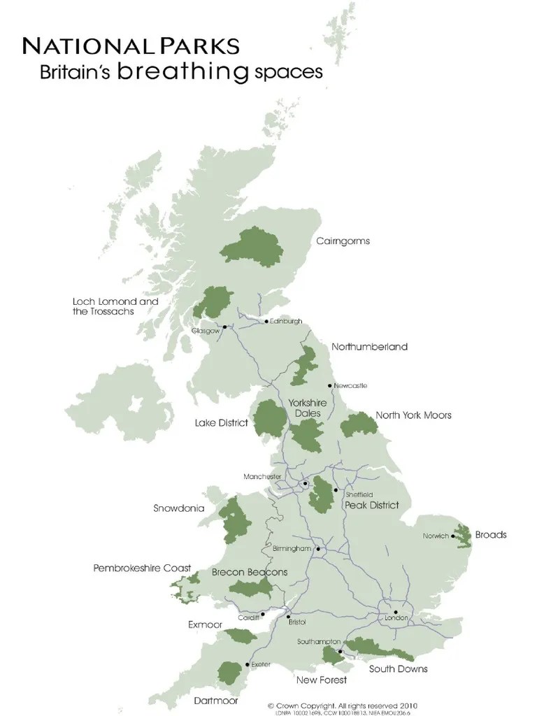 Map Of UK National Parks With Cities And Motorways PDF 1