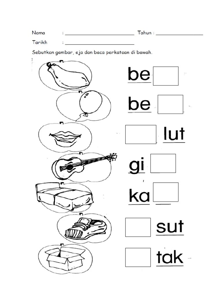 Bahasa malaysia prasekolah latihan suku kata preschool learning . Lembaran Kerja Bahasa Melayu Suku Kata Kv Kvk Pdf