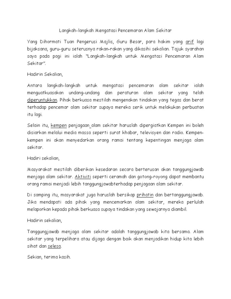 ​alam sekitar adalah anugerah tuhan yang amat bernilai kepada kesejahteraan kehidupan. Syarahan Alam Sekitar Pdf