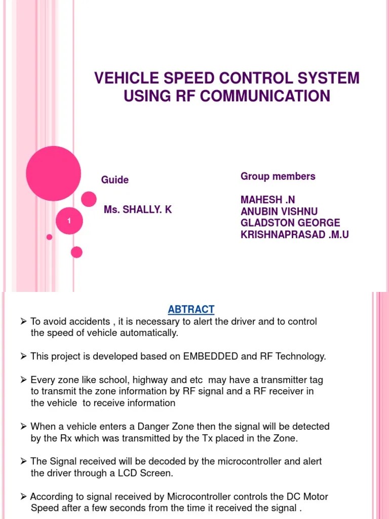 Vehicle Speed Control System Using RF Communication | PDF | Transmitter | Direct Current