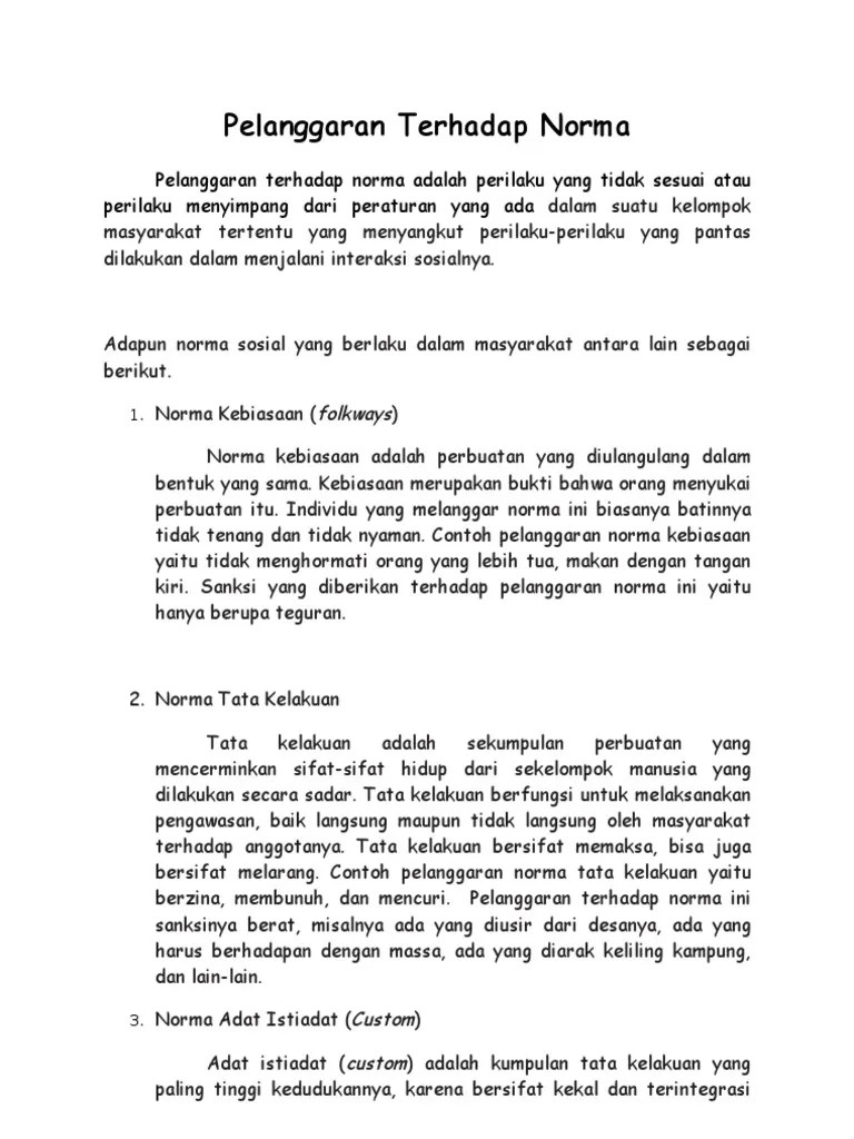 Pelanggaran Terhadap Norma | PDF