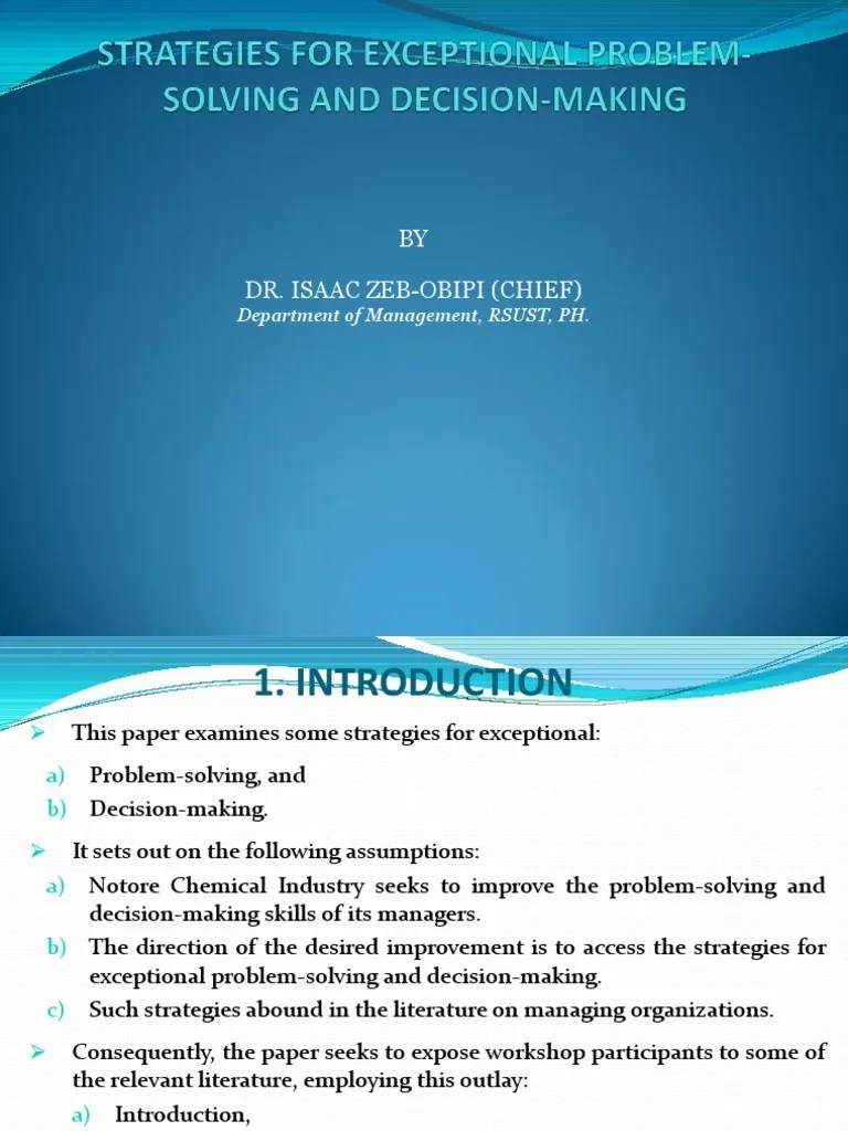 Problem Solving And Decision Making | PDF | Strategic Management ...