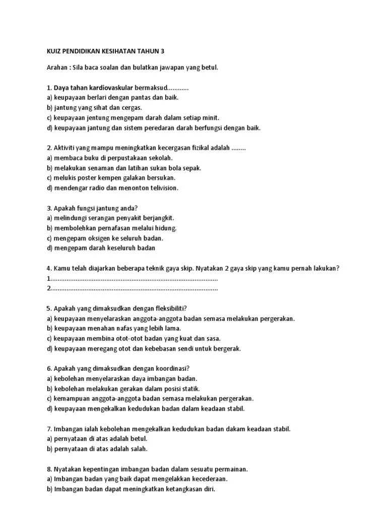 Nota jenis penyakit ○ rubella berjangkit Kuiz Pendidikan Kesihatan Tahun 3 Pdf