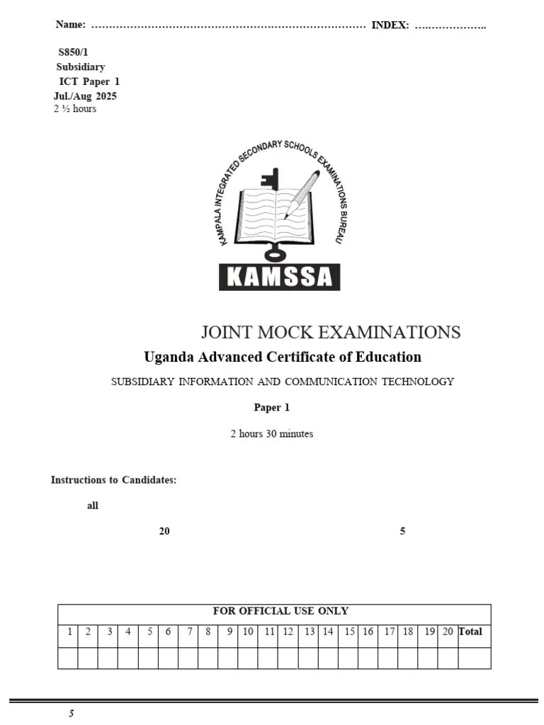 Uace Ict Paper 1 Mock Exam 2025 Pdf Computer File Computer