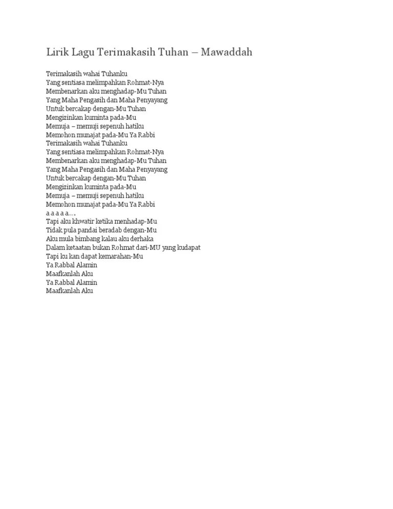 Mawaddah - Terimakasih Tuhan | PDF