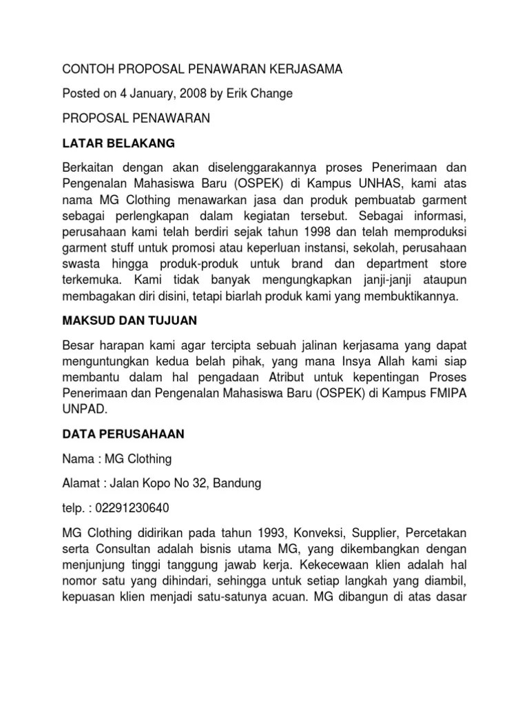 Contoh proposal kerjasama perusahaan bersama ini kami sampaikan proposal penawaran kerjasama dalam melalui kerjasama ini. Penutup Proposal Kerjasama