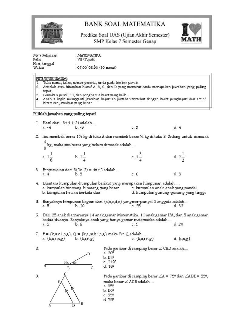 Soal Ulangan Matematika Kelas 4 Semester 2 K 13 Sekolahdasar 20201105 Contoh Soal Pembelahan Sel dan.