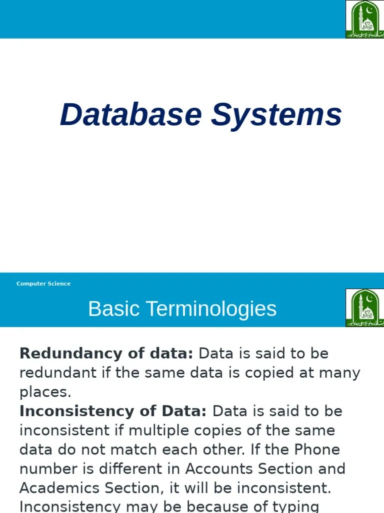 Database Systems Basic Terminologies Pdf Databases Client Server