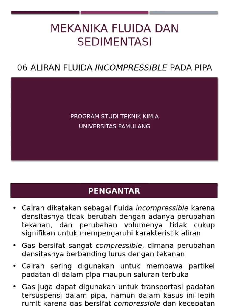 06 Aliran Fluida Incompressible Pada Pipa Pdf