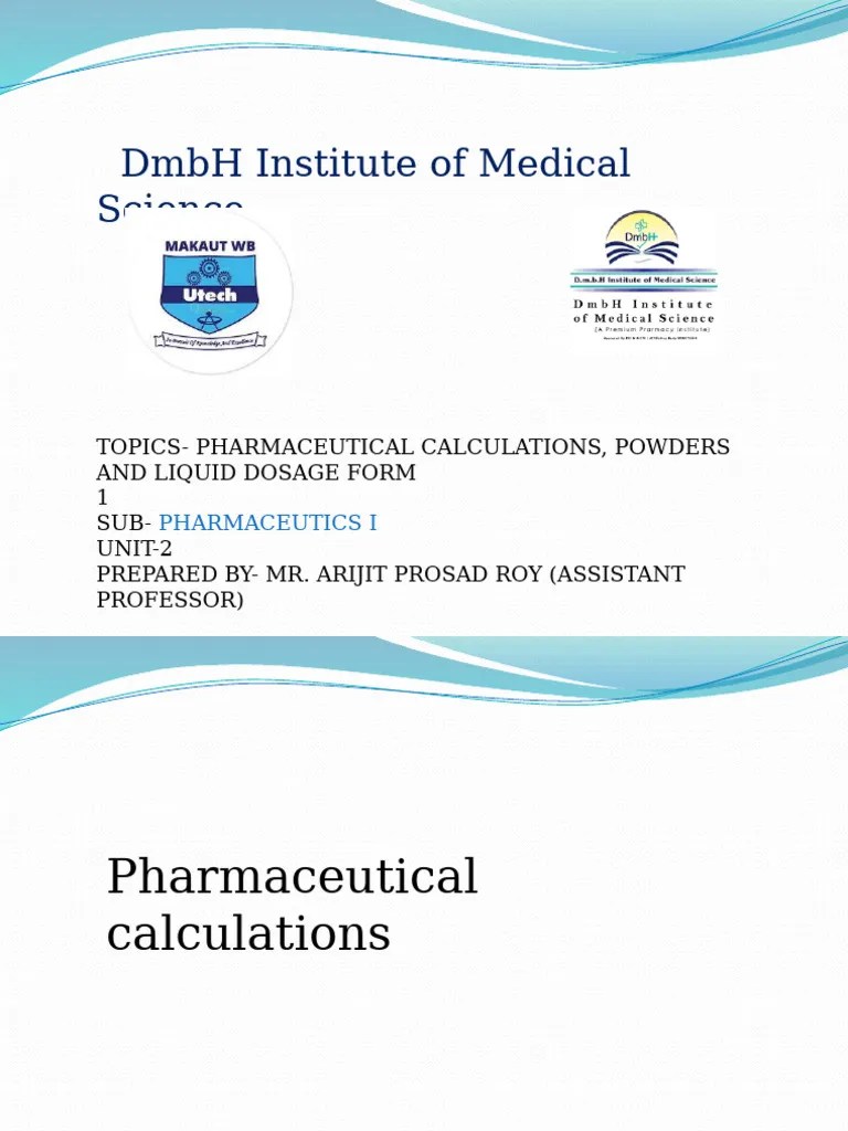 Pharmaceutics 1 Unit 2ppt Pdf