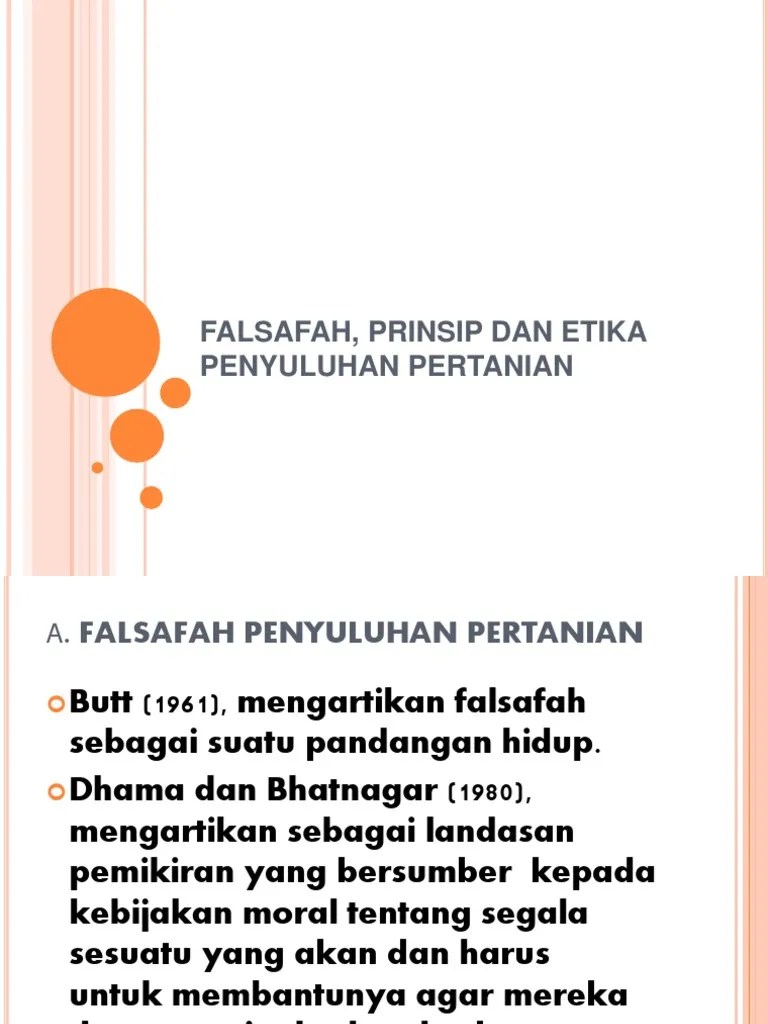 Falsafah, Prinsip Dan Etika Penyuluhan Pertanian | PDF
