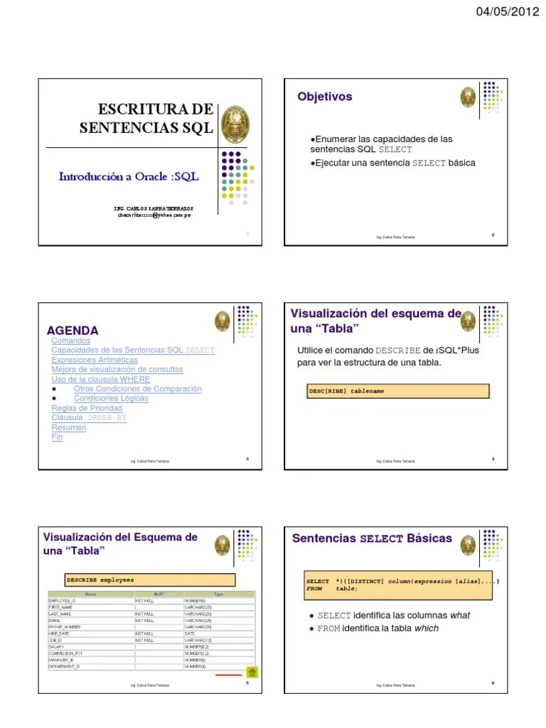 Introduccion Al Lenguaje De Datos SQL | Descargar Gratis PDF | SQL ...