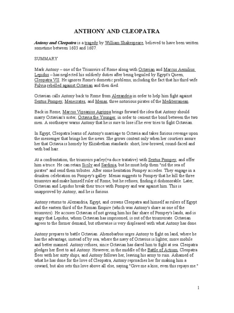 Anthony And Cleopatra | PDF | Mark Antony | Augustus
