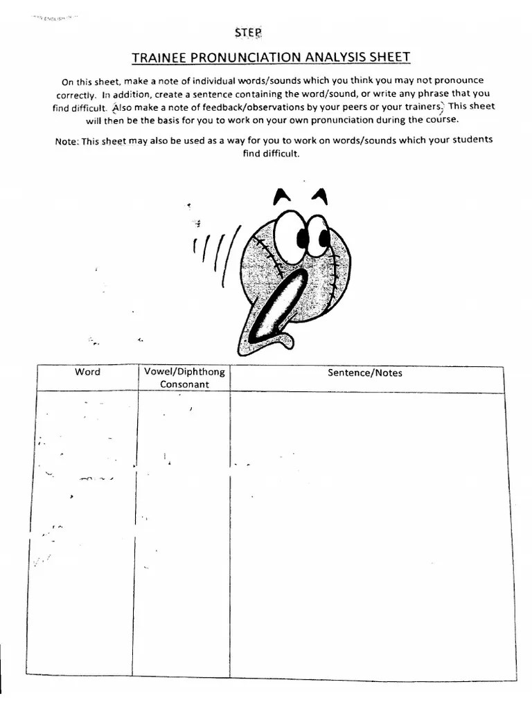 3 Pronun Analysis Sheet Pdf