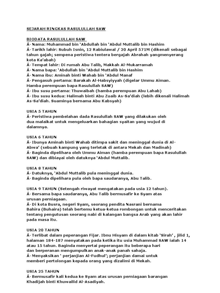 Di tengah konteks geopolitik semacam itu, nabi muhammad . Sejarah Ringkas Rasulullah Saw Pdf