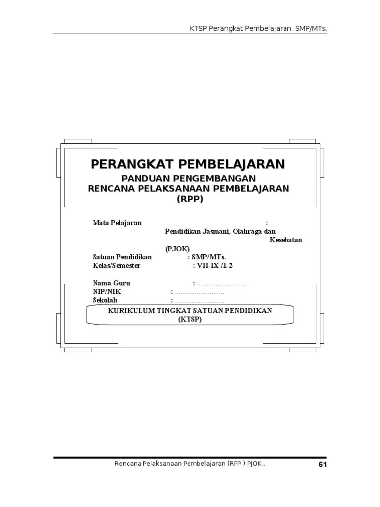Ĉ, 1 sk & kd smp pjok.doc tampilkan download, 175k, v. Rpp Penjaskes Kls 7 8 9 Pdf