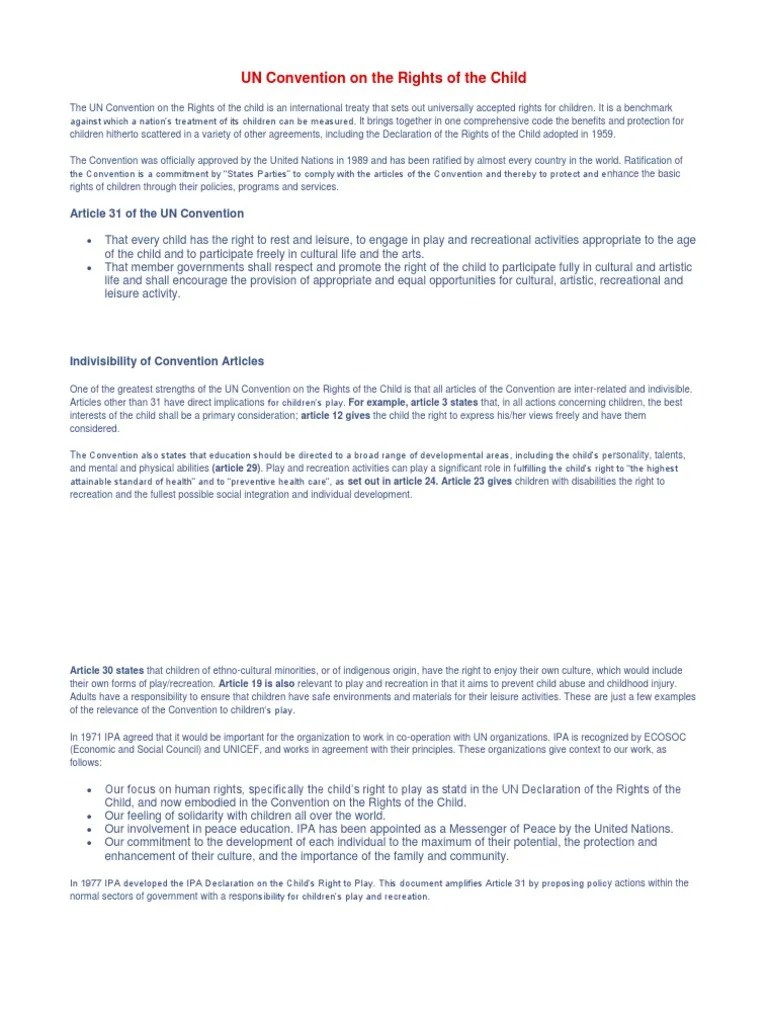 UN Convention On The Rights Of The Child | Children's Rights ...