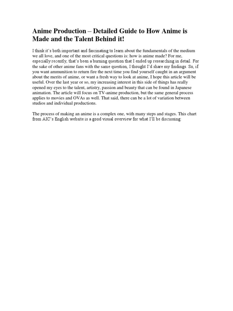 Anime Production - Detailed Guide To How Anime Is Made And The Talent ...