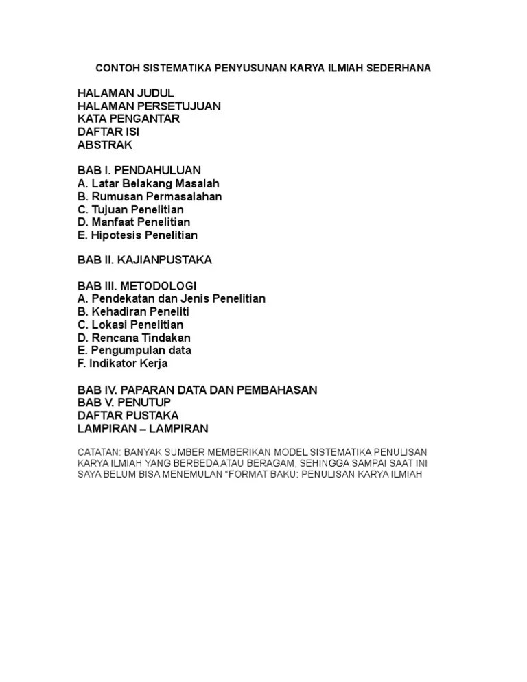 Sistematika Penulisan Karya Tulis Ilmiah Pdf Download Full PDF Package.