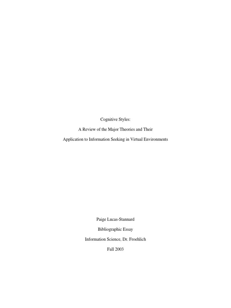 Cognitive Styles | PDF | Cognition | Intelligence