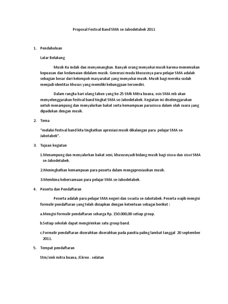 Proposal Lomba cipta lagu remaja antar Band se- kota Tanjungbalai dan sekitarnya.
