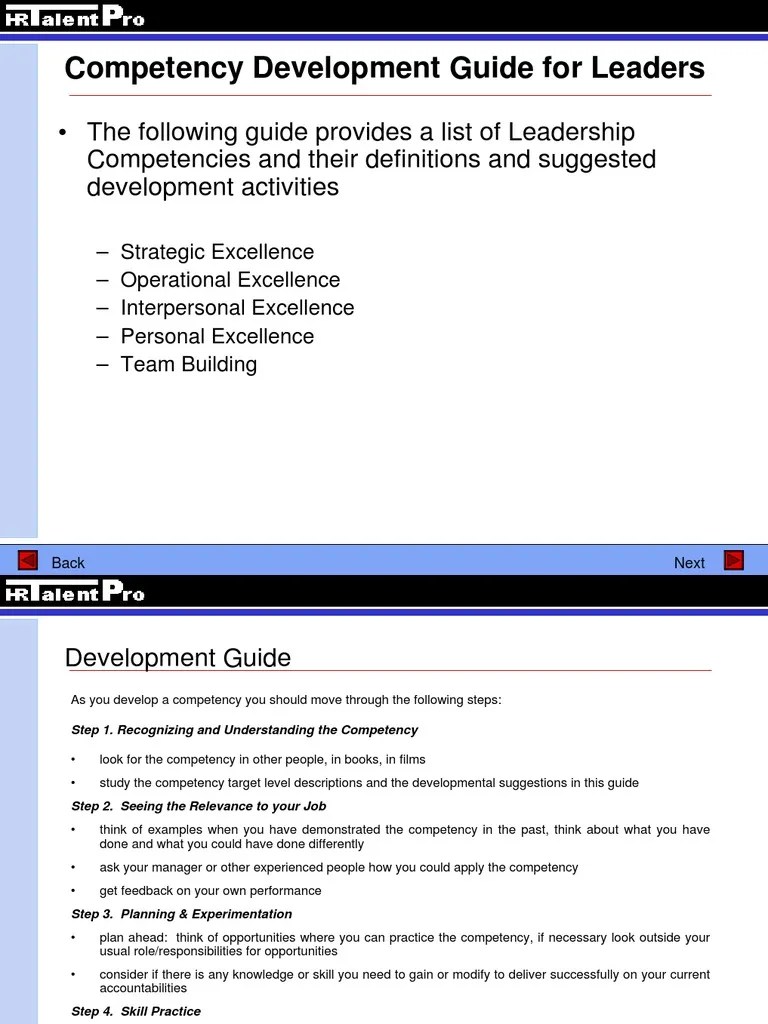 Competency Development Guide For Leaders | PDF | Competence (Human ...