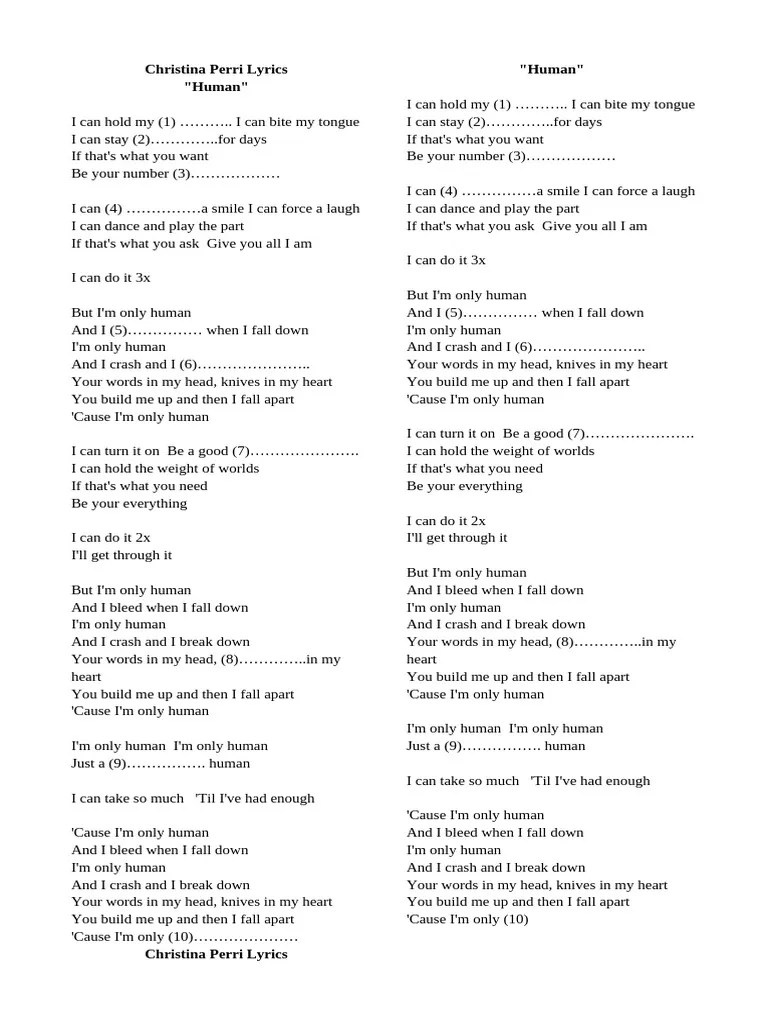 Christina Perri Lyrics Pdf