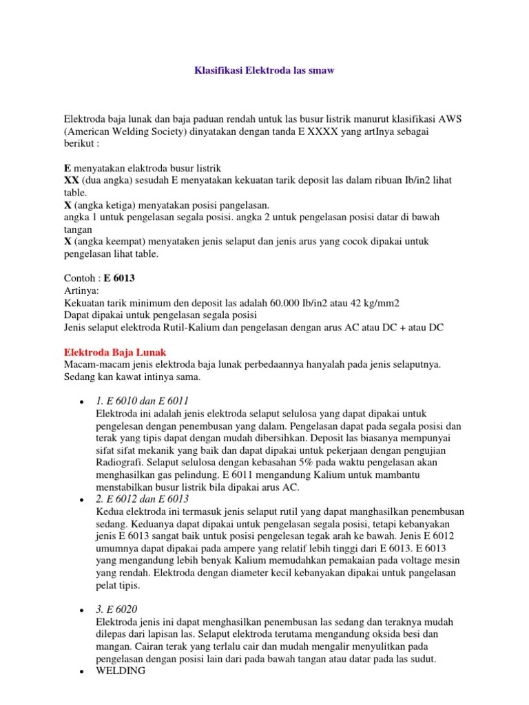 Klasifikasi Elektroda Las Smaw | PDF