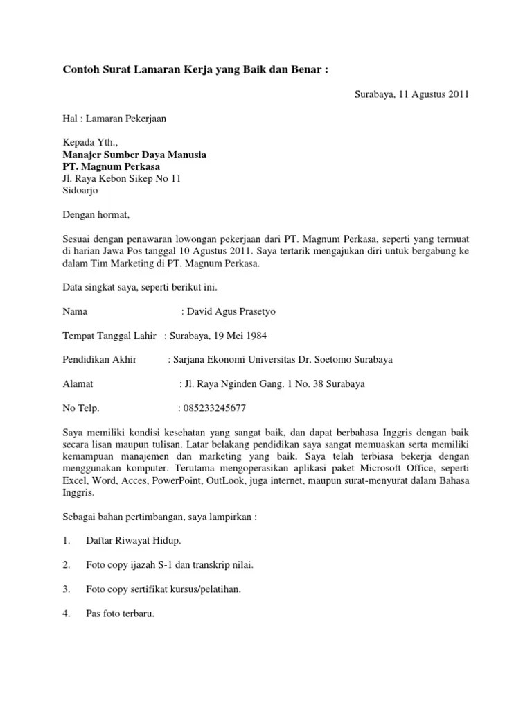 35+ Membuat Surat Lamaran Kerja Yang Baik Dan Benar
 Pictures
