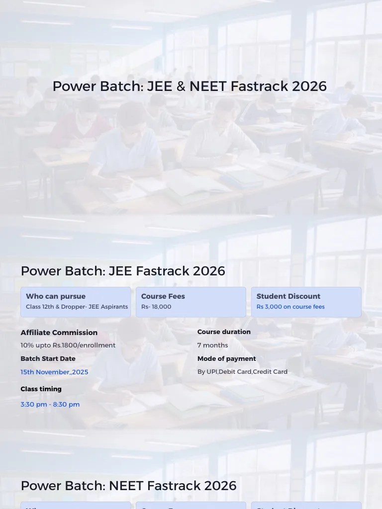 JEE NEET Fastrack 2026 Course Details PDF 1