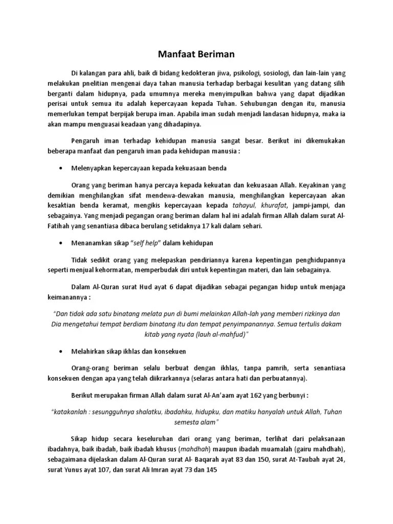 Jun 11, 2013 · surat atau ayat yang dibacakan tergantung kepada pembaca (qari') maupun keinginan pelaksana acara, ayat. Manfaat Beriman Pdf