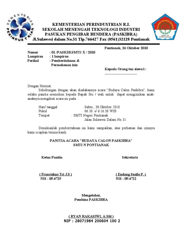 Surat keterangan izin orang tua yang bertanda tangan di bawah ini saya selaku orang tua : Contoh Surat Izin Orang Tua Untuk Mengikuti Kegiatan Paskibra