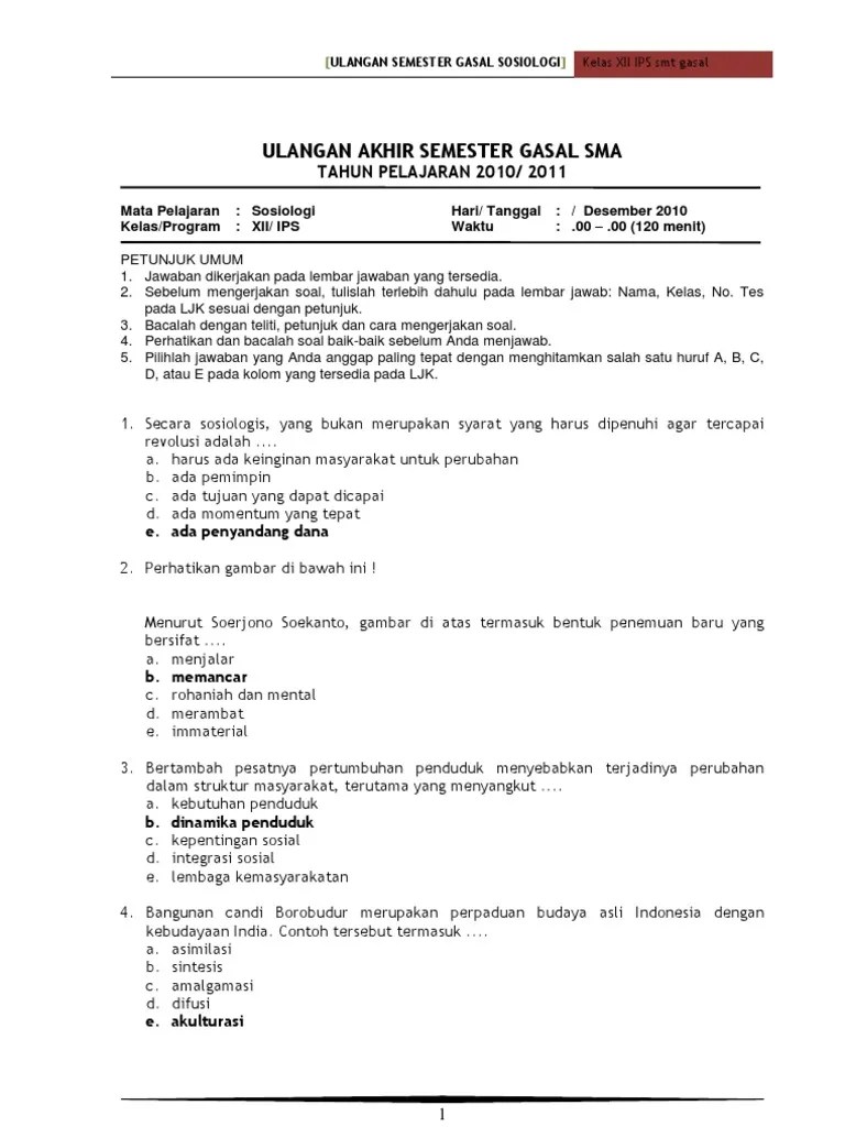 Contoh Soal Sosiologi Kelas Xii Semester 1 Beserta Jawaban Pilihan Ganda Materi Belajar Dalam rangka memperdalam pemahaman tentang sosiologi khususnya di kelas 12.