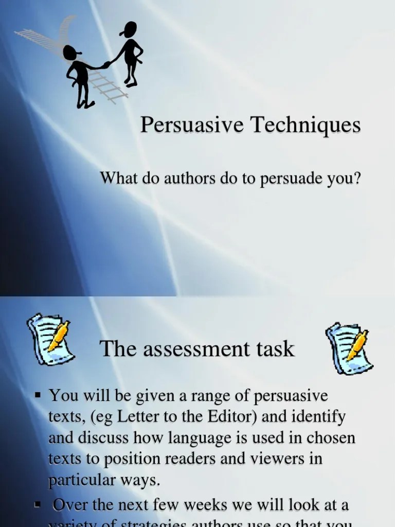 Persuasive Techniques | PDF | Audience | Attitude (Psychology)