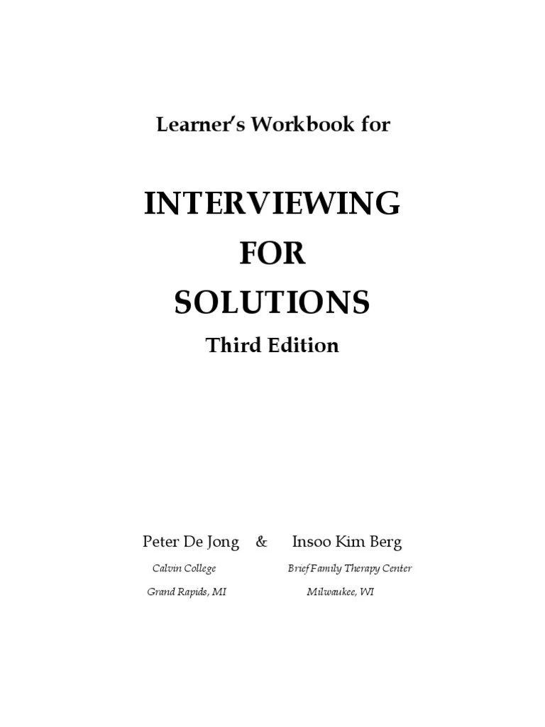 Interviewing For Solutions Workbook | PDF | Interview | Conversation