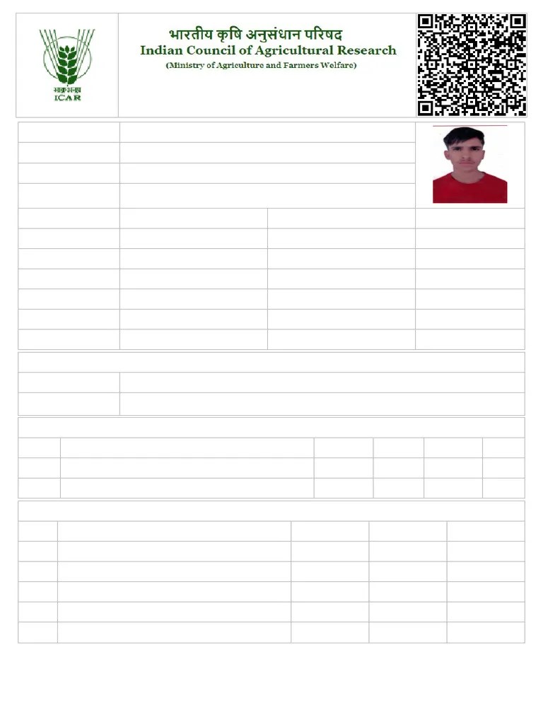 Icar Reg Form Deepak Pdf