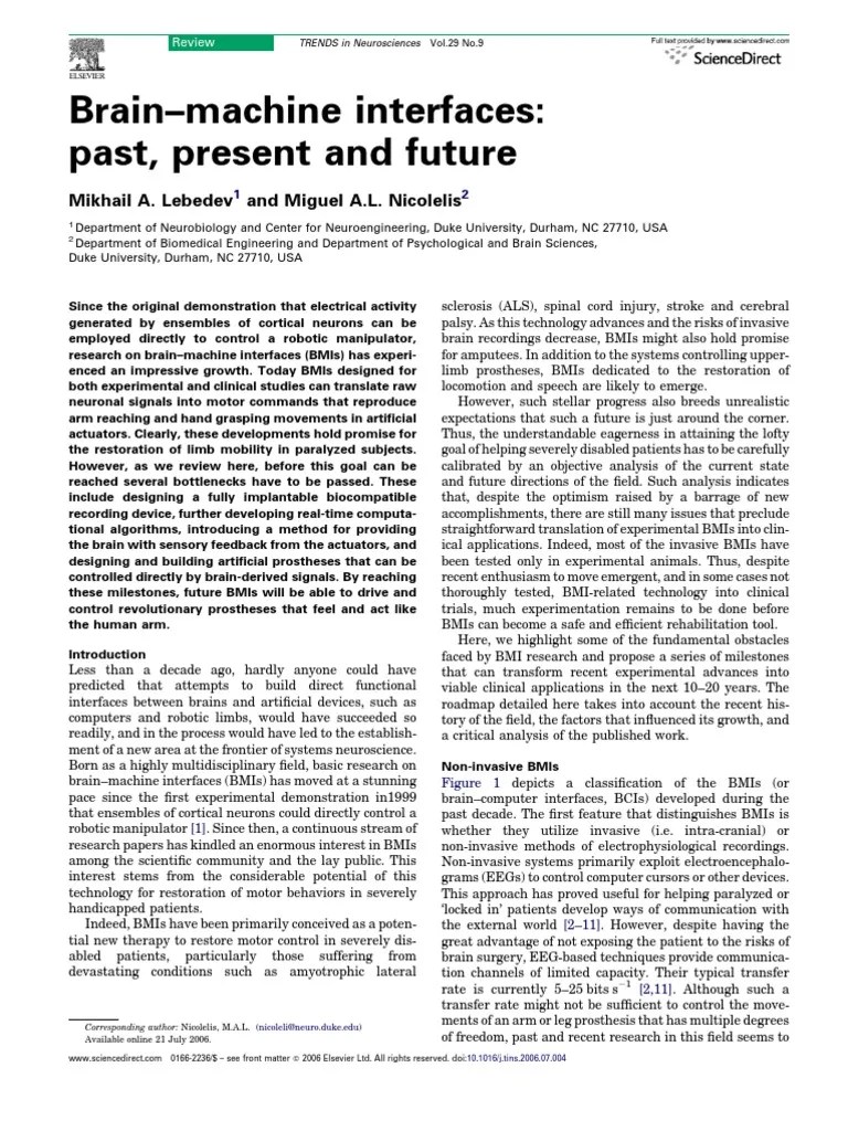 Review Brain Computer Interfaces | PDF | Electroencephalography ...