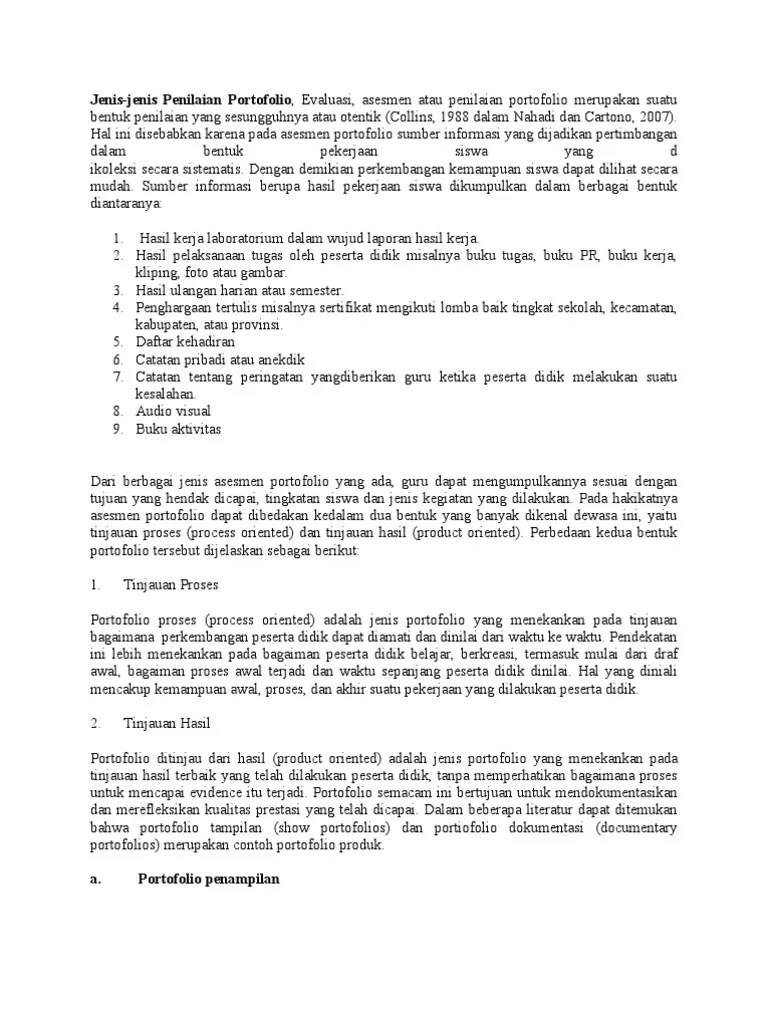 Contoh tugas portofolio siswa sd kelas 6 guru ilmu sosial. Penilaian Portotolio Pdf