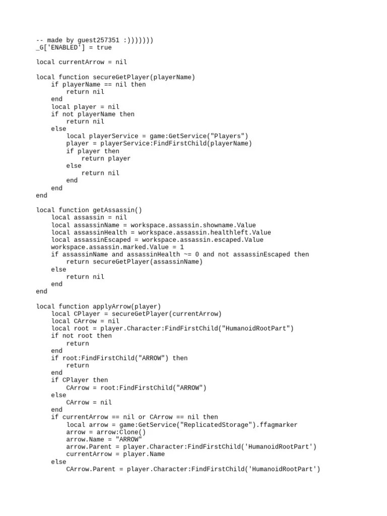 Roblox Assassin Arrow Script PDF 1