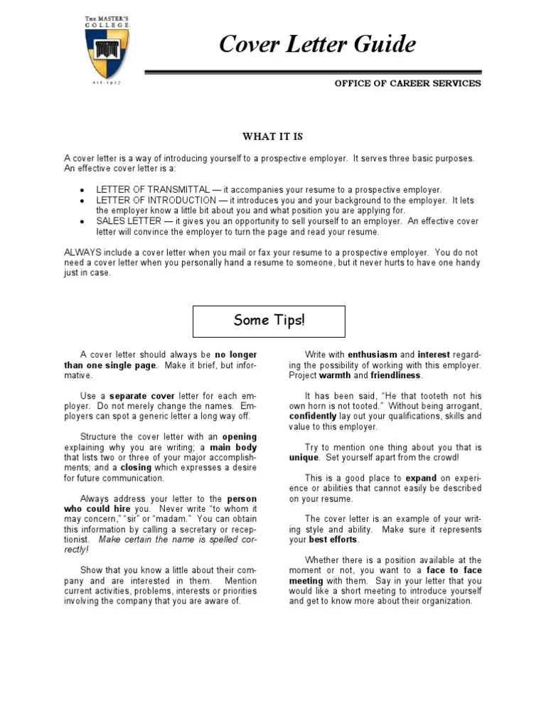 Cover Letter Guide | PDF | Résumé | Computing