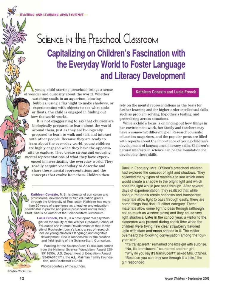 Science In The Preschool Classroom | PDF | Preschool | Science