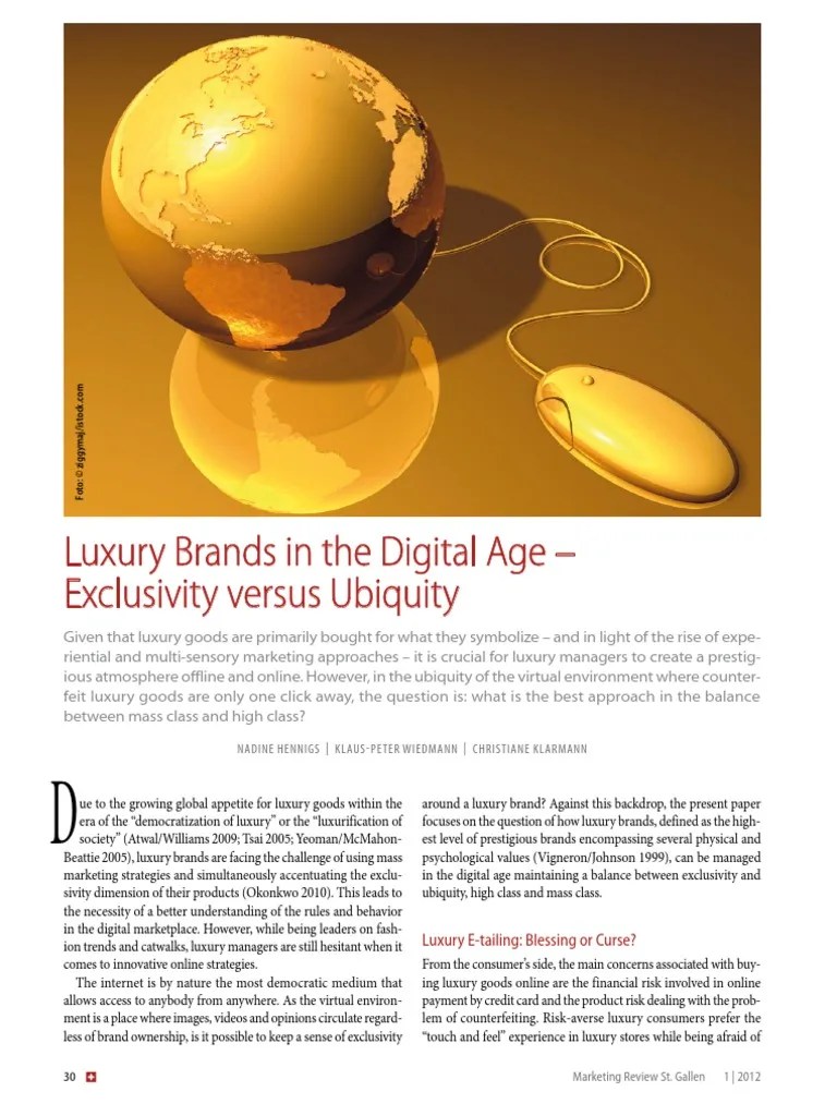 Luxury Brands In The Digital Age | PDF | Luxury Goods | Brand
