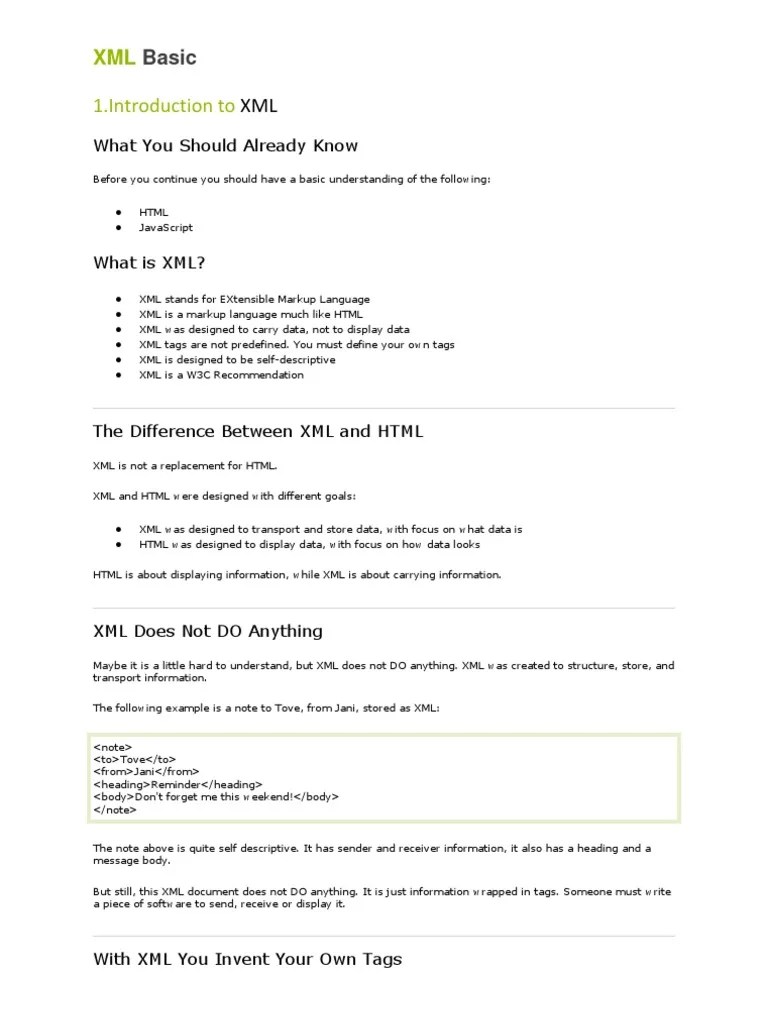 XML Basic | PDF | Xslt | Html Element
