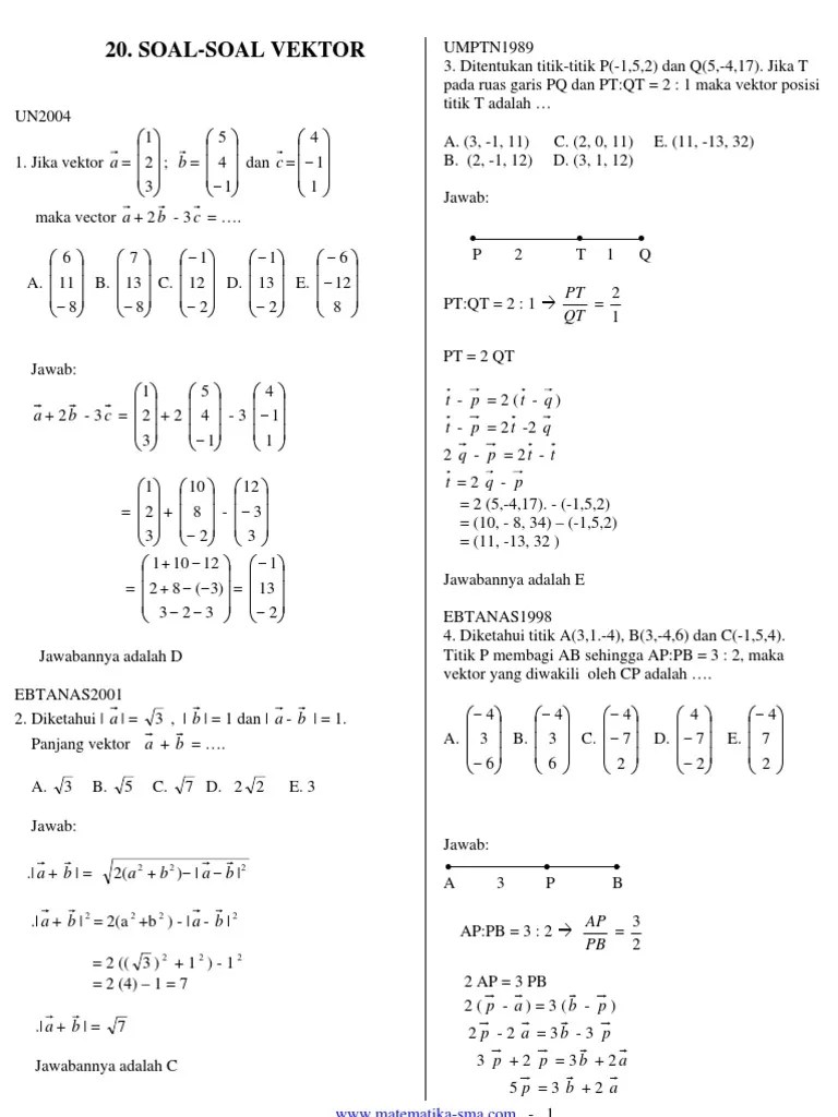 Soal Dan Jawaban Matematika Minat Vektor Kumpulan Contoh Surat Dan Soal Terlengkap 