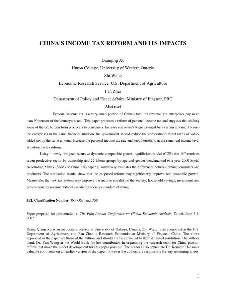 China Income Tax Reform And Its Impact | PDF | Macroeconomics | Taxes