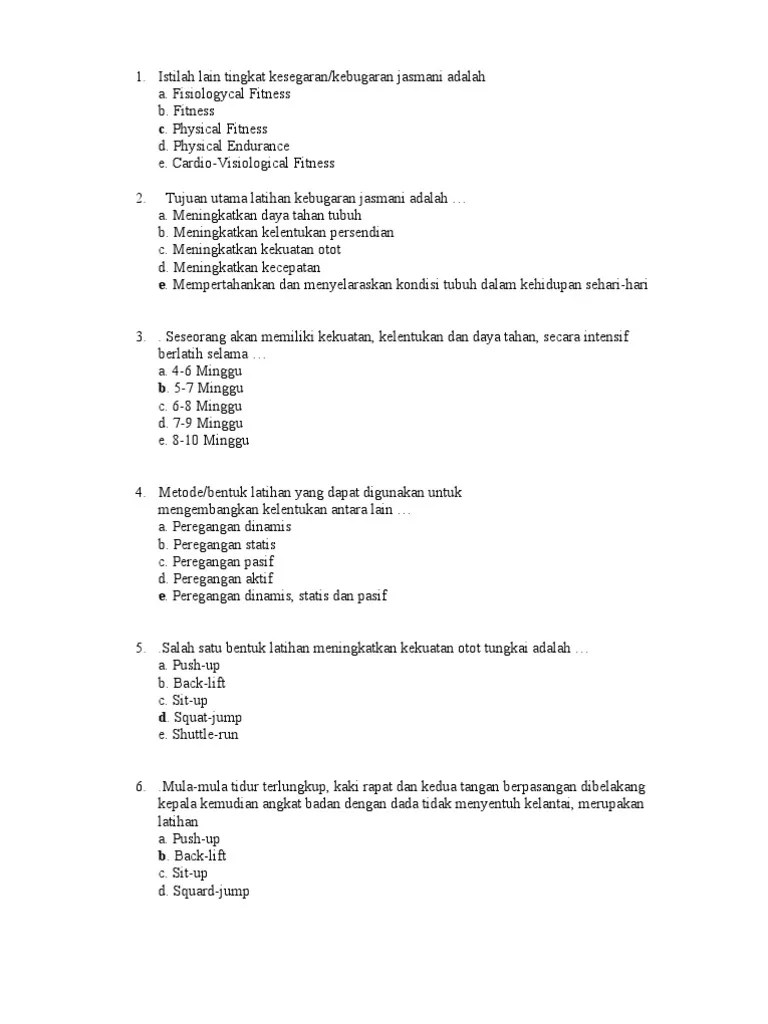 Soal dan jawaban pts bahasa indonesia smp kelas 8 semester 1 Kumpulan Soal Penjas 50 Soal Berserta Jawaban 5 Pdf