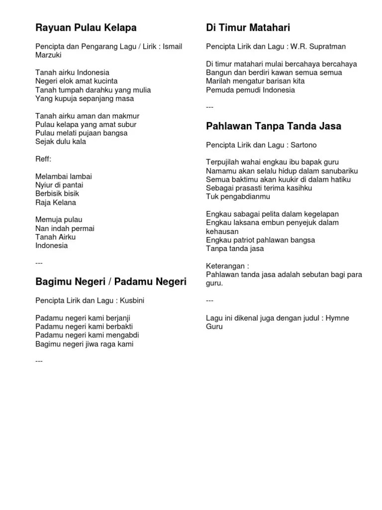 Chord kunci gitar tanah airku (lagu wajib nasional). Kumpulan Lirik Lagu Wajib Nasional Pdf